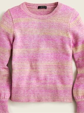 J. Crew Italian Pink & Cream Marled Sweater Wool Cashmere Blend Cozy SZ  LRG EUC